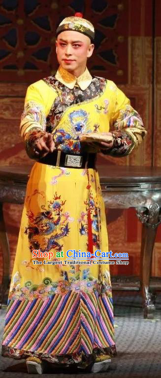 Fu Shan Jin Jing Chinese Shanxi Opera Xiaosheng Apparels Costumes and Headpieces Traditional Jin Opera Young Male Garment Emperor Kangxi Informal Clothing