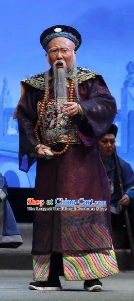 Fu Shan Jin Jing Chinese Shanxi Opera Laosheng Apparels Costumes and Headpieces Traditional Jin Opera Elderly Male Garment Qing Dynasty Official Clothing