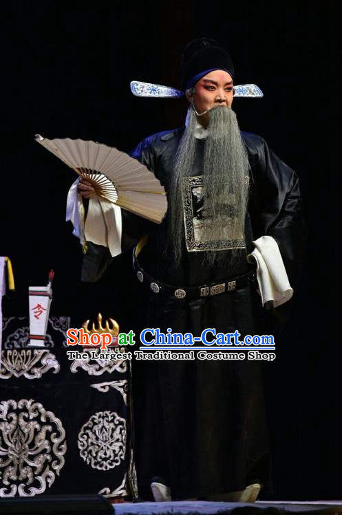 Fifteen Strings of Cash Chinese Shanxi Opera Prefect Suzhou Kuang Zhong Apparels Costumes and Headpieces Traditional Jin Opera Laosheng Garment Elderly Male Clothing