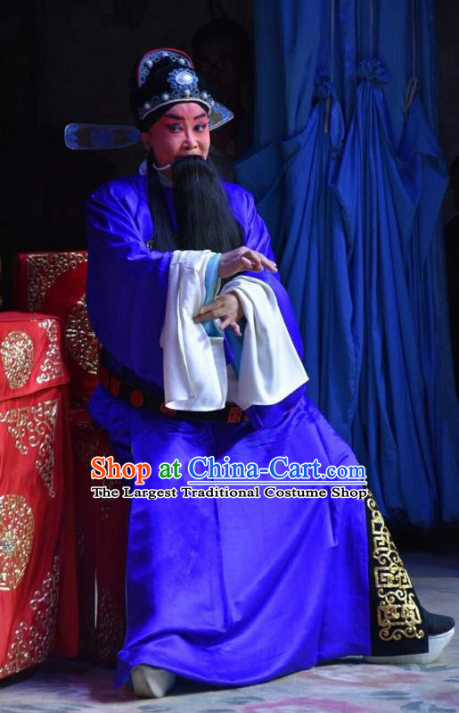 Fifteen Strings of Cash Chinese Shanxi Opera Official Zhou Chen Apparels Costumes and Headpieces Traditional Jin Opera Elderly Male Garment Laosheng Clothing