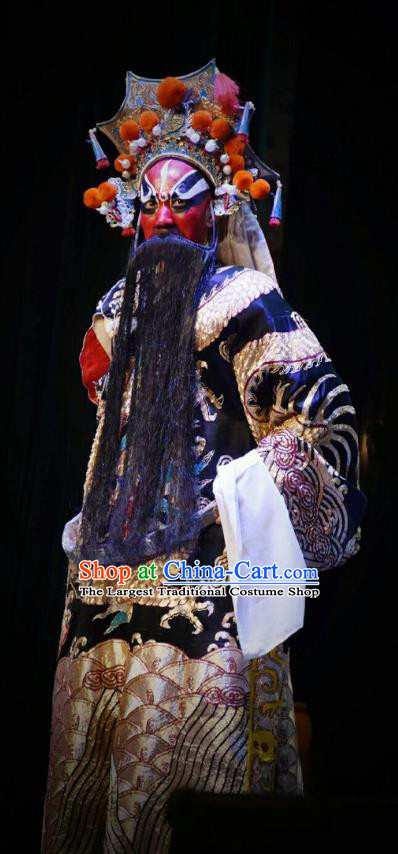 Chinese Shanxi Opera General Apparels Costumes and Headpieces Traditional Jin Opera Jing Role Garment Wusheng Official Clothing
