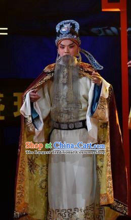 Wu Zetian and Di Renjie Chinese Shanxi Opera Elderly Male Apparels Costumes and Headpieces Traditional Jin Opera Official Garment Tang Dynasty Minister Clothing