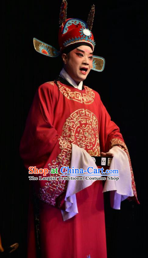 Breeze Pavilion Chinese Shanxi Opera Xiaosheng Apparels Costumes and Headpieces Traditional Jin Opera Young Male Garment Number One Scholar Zhang Jibao Clothing