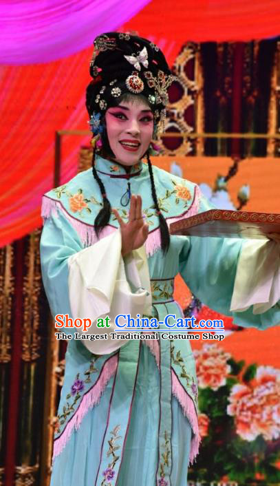 Chinese Jin Opera Xiaodan Garment Costumes and Headdress Palm Civet for Prince Traditional Shanxi Opera Young Lady Dress Court Maid Kou Zhu Apparels