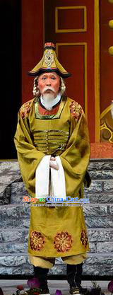 Ba Ersi Yu Shi Chinese Shanxi Opera Elderly Male Ahmed Apparels Costumes and Headpieces Traditional Jin Opera Minister Garment Chancellor Clothing