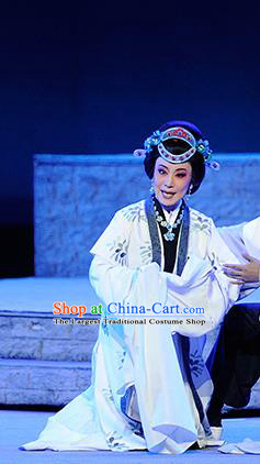 Chinese Jin Opera Young Mistress Garment Costumes and Headdress Ba Ersi Yu Shi Traditional Shanxi Opera Actress Dress Diva Apparels
