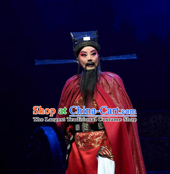 Ba Ersi Yu Shi Chinese Shanxi Opera Official Apparels Costumes and Headpieces Traditional Jin Opera Laosheng Garment Elderly Male Yao Tianfu Clothing