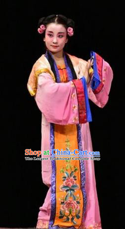Chinese Jin Opera Young Lady Garment Costumes and Headdress Fan Jin Zhong Ju Traditional Shanxi Opera Village Girl Apparels Xiaodan Dress