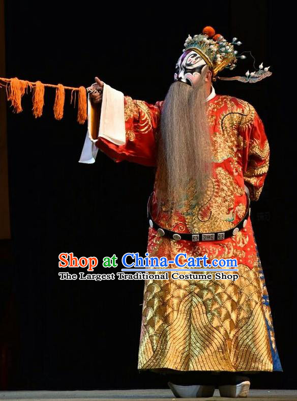 Sacrifice Chinese Shanxi Opera Prime Minister Tu Angu Apparels Costumes and Headpieces Traditional Jin Opera Jing Role Garment General Clothing
