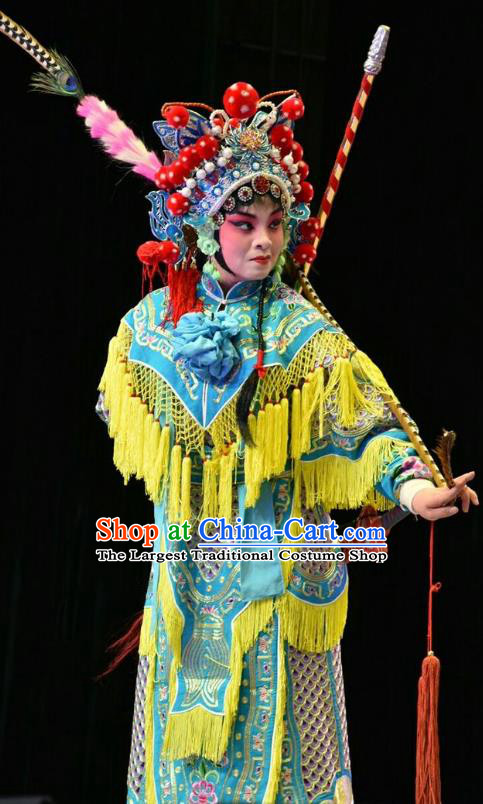 Chinese Jin Opera Female Swordsman Garment Costumes and Headdress Hu Sanniang Traditional Shanxi Opera Martial Woman Dress Actress Apparels