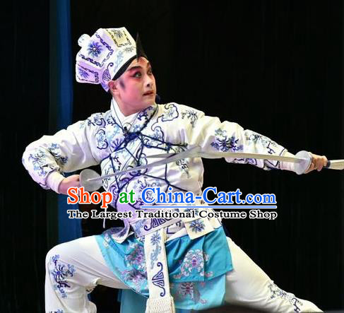 Hu Sanniang Chinese Shanxi Opera Wusheng Apparels Costumes and Headpieces Traditional Jin Opera Martial Male Garment Takefu Clothing