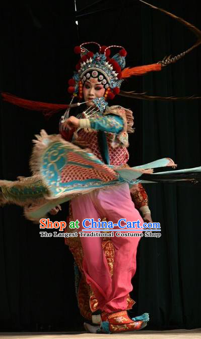 Chinese Jin Opera Female General Garment Costumes and Headdress Sacrifice Traditional Shanxi Opera Wudan Apparels Queen Zhong Wuyan Dress