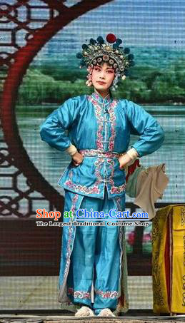 Chinese Jin Opera Female Swordsman Garment Costumes and Headdress Traditional Shanxi Opera Wudan Apparels Zhong Wuyan Dress