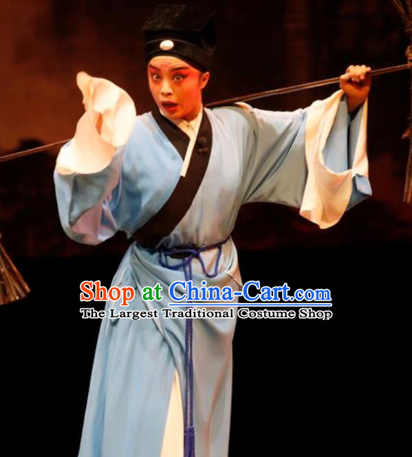 Lan Ke Mountain Chinese Shanxi Opera Xiaosheng Apparels Costumes and Headpieces Traditional Jin Opera Young Male Garment Scholar Zhu Maichen Clothing