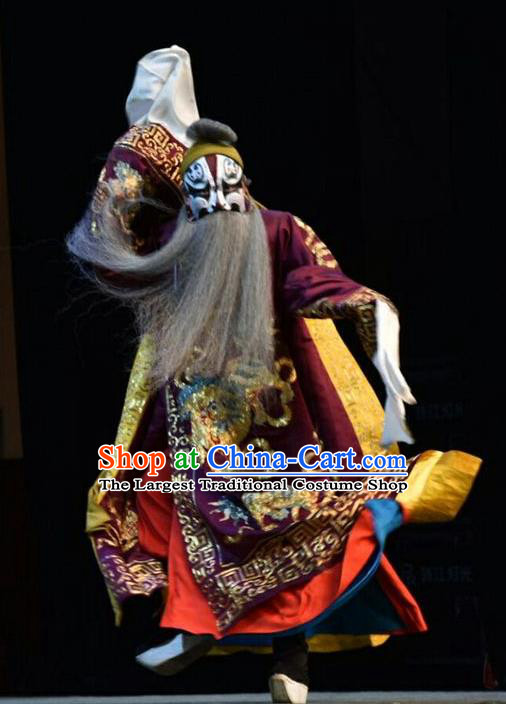 Sacrifice Chinese Shanxi Opera General Tu Angu Apparels Costumes and Headpieces Traditional Jin Opera Painted Role Garment Official Clothing