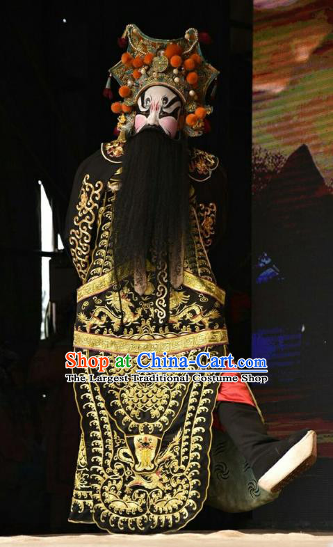 Chinese Shanxi Opera Marshal Apparels Costumes and Headpieces Traditional Jin Opera Jing Role Garment General Wu Yi Clothing