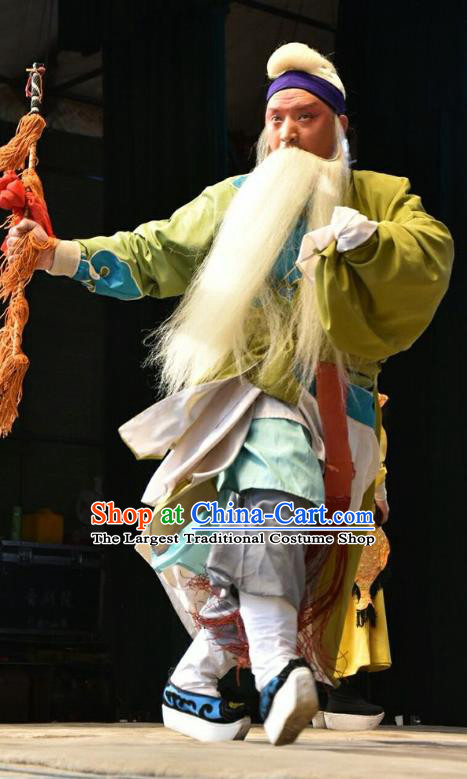 Chinese Shanxi Opera Elderly Male Apparels Costumes and Headpieces Traditional Jin Opera Laosheng Garment Porter Tian Ying Clothing