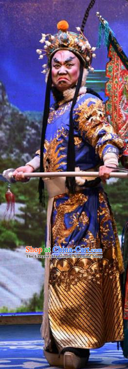 San Guan Dian Shuai Chinese Shanxi Opera Martial Male Apparels Costumes and Headpieces Traditional Jin Opera Warrior Garment General Xiao Tianzuo Clothing