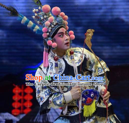 San Guan Dian Shuai Chinese Shanxi Opera Wusheng Apparels Costumes and Headpieces Traditional Jin Opera Martial Male Garment Warrior Yang Zongbao Clothing