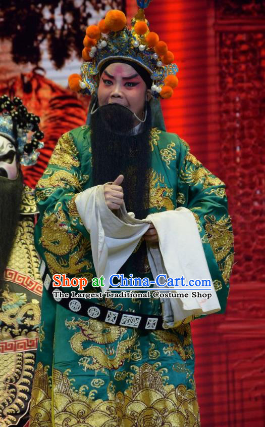 San Guan Dian Shuai Chinese Shanxi Opera Laosheng Apparels Costumes and Headpieces Traditional Jin Opera Elderly Male Garment Marshal Yang Yanzhao Clothing