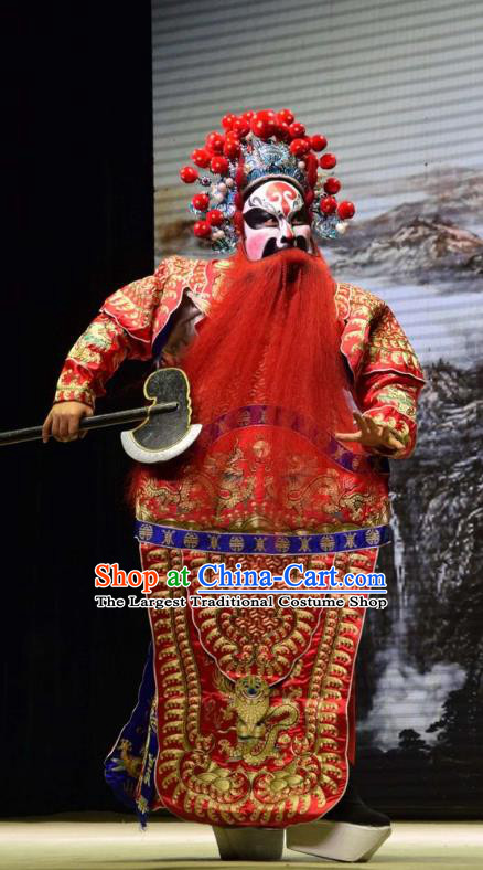 San Guan Dian Shuai Chinese Shanxi Opera Painted Role Apparels Costumes and Headpieces Traditional Jin Opera General Garment Marshal Clothing