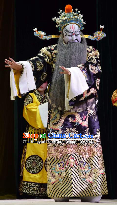 Xia He Dong Chinese Shanxi Opera Treacherous Official Ouyang Fang Apparels Costumes and Headpieces Traditional Jin Opera Jing Role Garment Prime Minister Clothing