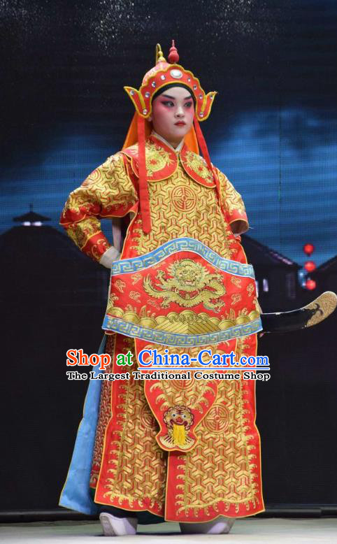 Xia He Dong Chinese Shanxi Opera Soldier Apparels Costumes and Headpieces Traditional Jin Opera Wusheng Garment Warrior Armor Clothing
