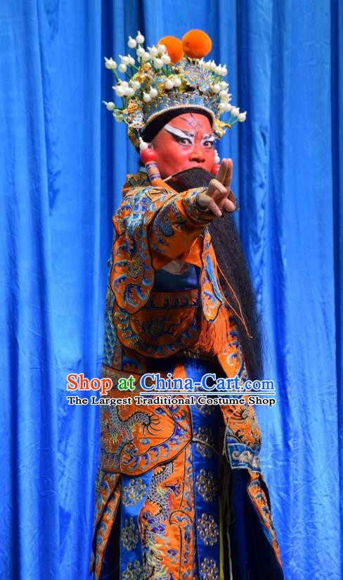 Xia He Dong Chinese Shanxi Opera Pioneer Apparels Costumes and Headpieces Traditional Jin Opera Wusheng Garment General Huyan Shouting Armor Clothing