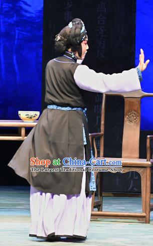 Chinese Jin Opera Tsing Yi Garment Costumes and Headdress Lan Ke Mountain Traditional Shanxi Opera Country Woman Dress Village Female Apparels
