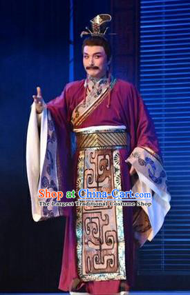 Zhen Luo Nv Chinese Shanxi Opera King Cao Pi Apparels Costumes and Headpieces Traditional Jin Opera Monarch Garment Lord Clothing