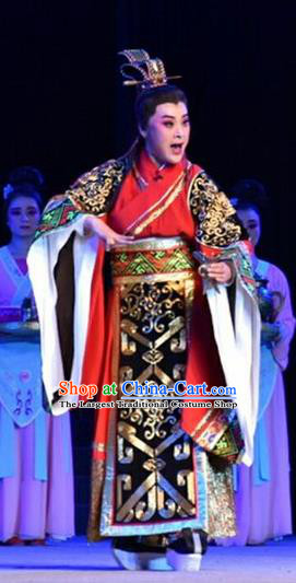 Zhen Luo Nv Chinese Shanxi Opera Prince Cao Zhi Apparels Costumes and Headpieces Traditional Jin Opera Young Male Garment Gifted Scholar Clothing