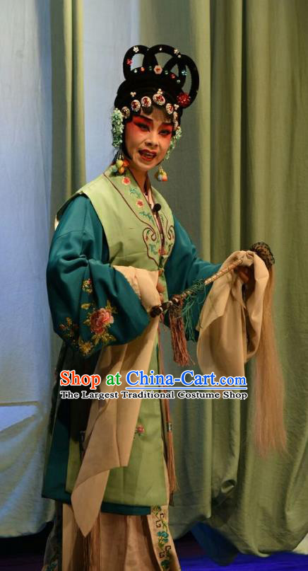 Chinese Jin Opera Young Lady Garment Costumes and Headdress Red Book Sword Traditional Shanxi Opera Hua Tan Apparels Actress Dress