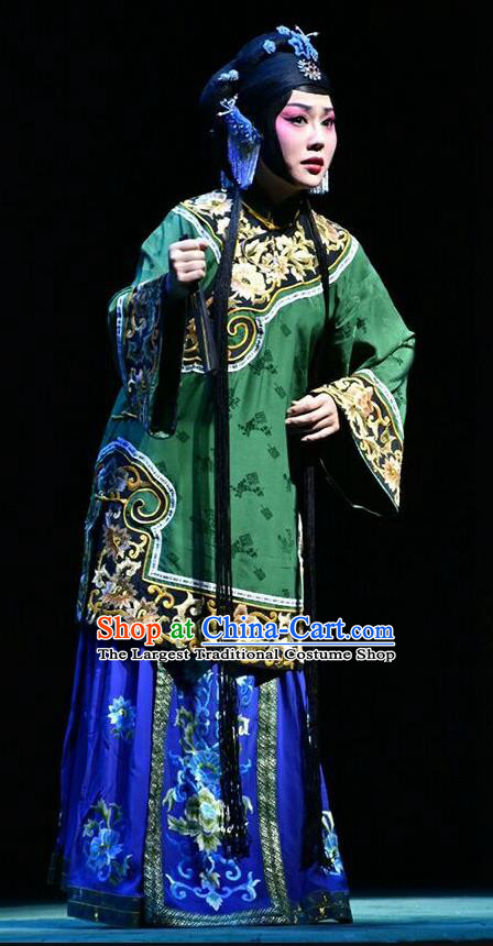 Chinese Jin Opera Rich Female Garment Costumes and Headdress Hua Tian Cuo Traditional Shanxi Opera Actress Apparels Hua Tan Liu Yuyan Dress