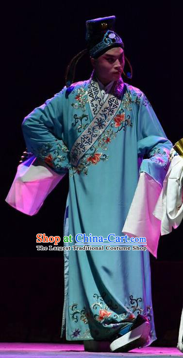 Hua Tian Cuo Chinese Shanxi Opera Xiaosheng Apparels Costumes and Headpieces Traditional Jin Opera Young Male Garment Scholar Bian Ji Clothing