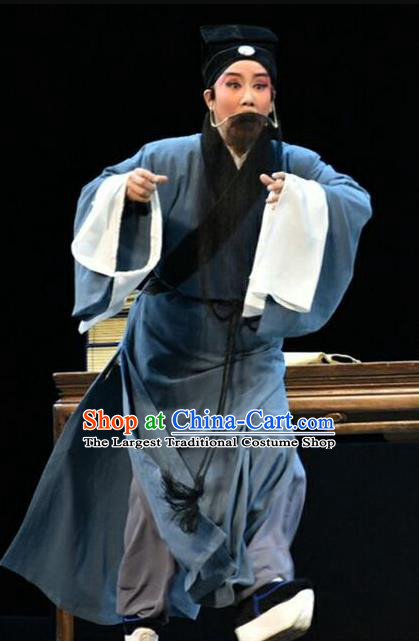 Fan Jin Zhong Ju Chinese Shanxi Opera Old Man Apparels Costumes and Headpieces Traditional Jin Opera Elderly Male Garment Scholar Fan Jin Clothing