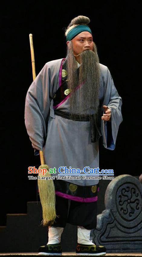 Fan Jin Zhong Ju Chinese Shanxi Opera Elderly Man Apparels Costumes and Headpieces Traditional Jin Opera Old Man Garment Laosheng Clothing