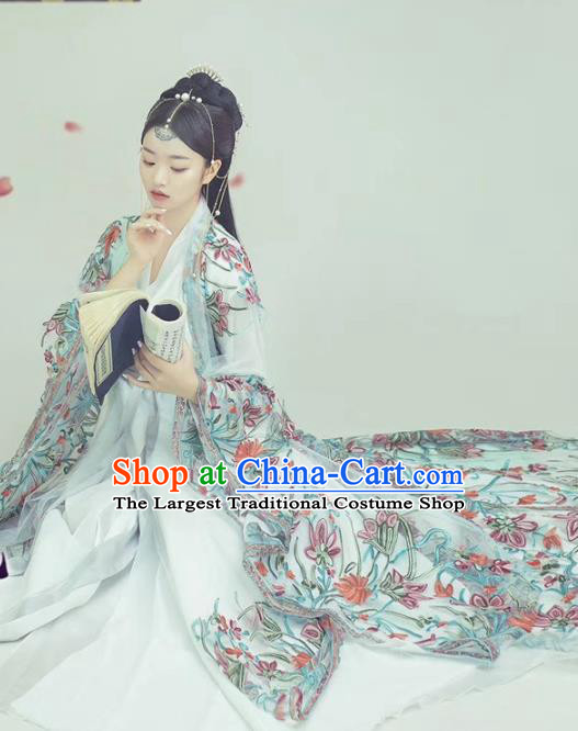 Chinese Traditional Drama Goddess Historical Costumes Ancient Royal Princess Hanfu Dress Apparels and Headpieces for Women