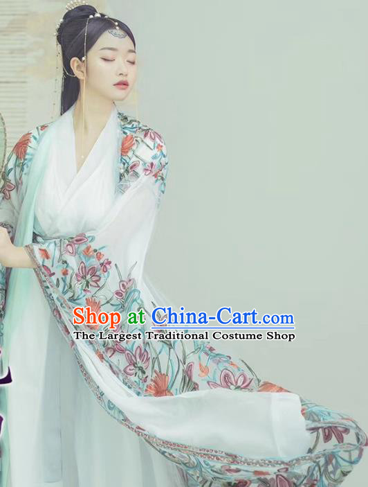 Chinese Traditional Drama Goddess Historical Costumes Ancient Royal Princess Hanfu Dress Apparels and Headpieces for Women