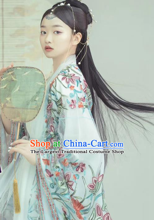 Chinese Traditional Drama Goddess Historical Costumes Ancient Royal Princess Hanfu Dress Apparels and Headpieces for Women