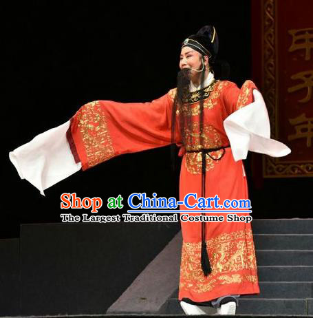 Fan Jin Zhong Ju Chinese Shanxi Opera Landlord Apparels Costumes and Headpieces Traditional Jin Opera Laosheng Garment Elderly Male Clothing