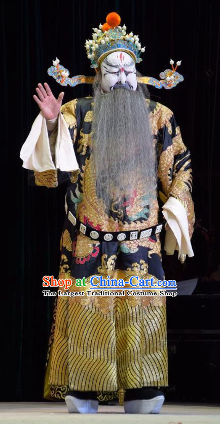 Xia He Dong Chinese Shanxi Opera Prime Minister Ouyang Fang Apparels Costumes and Headpieces Traditional Jin Opera Jing Role Garment Treacherous Official Clothing