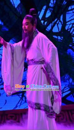 Qing Ming Chinese Shanxi Opera Elderly Male Apparels Costumes and Headpieces Traditional Jin Opera Laosheng Garment Old Gentleman Clothing