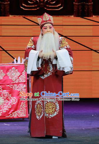 Yi Pu Zhong Hun Chinese Shanxi Opera Laosheng Apparels Costumes and Headpieces Traditional Jin Opera Elderly Male Cao Mo Garment Milord Clothing