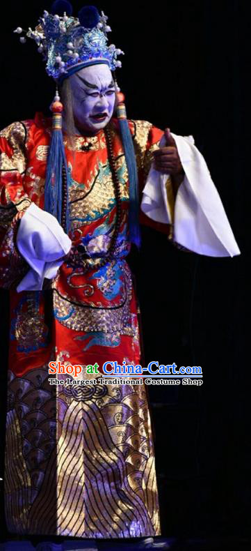 Yi Pu Zhong Hun Chinese Shanxi Opera Eunuch Wei Zhongxian Apparels Costumes and Headpieces Traditional Jin Opera Treacherous Minister Garment Clothing