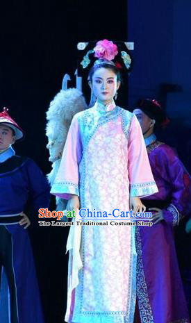 Chinese Jin Opera Court Maid Garment Costumes and Headdress Lian Li Yu Chenglong Traditional Shanxi Opera Palace Lady Apparels Figurant Dress