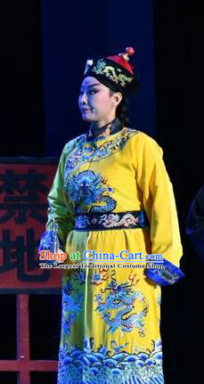 Lian Li Yu Chenglong Chinese Shanxi Opera Emperor Kangxi Apparels Costumes and Headpieces Traditional Jin Opera Xiaosheng Garment Monarch Clothing