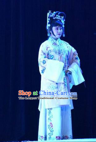 Chinese Jin Opera Young Female Hua Muhui Garment Costumes and Headdress Mulan Joins the Army Traditional Shanxi Opera Actress Apparels Hua Tan Dress