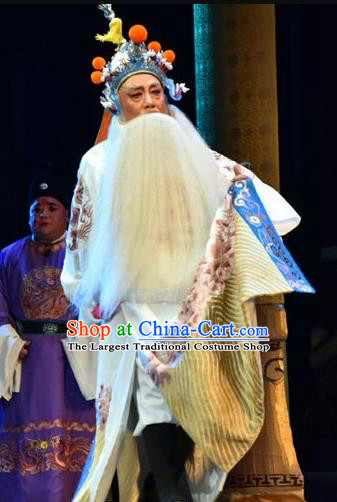 Fenyang King Chinese Shanxi Opera Elderly Male Apparels Costumes and Headpieces Traditional Jin Opera Laosheng Garment Marshal Guo Ziyi Clothing