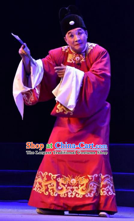 Fenyang King Chinese Shanxi Opera Official Luo Fengxian Apparels Costumes and Headpieces Traditional Jin Opera Tang Dynasty Garment Minister Clothing