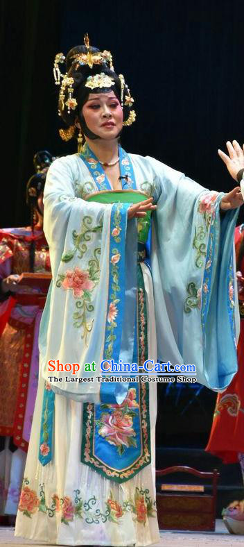 Chinese Jin Opera Princess Consort Garment Costumes and Headdress Fenyang King Traditional Shanxi Opera Rani Apparels Countess Dress